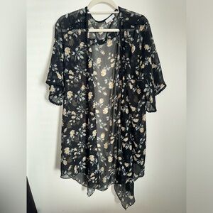 Emory Park Black Floral Sheer Cardigan